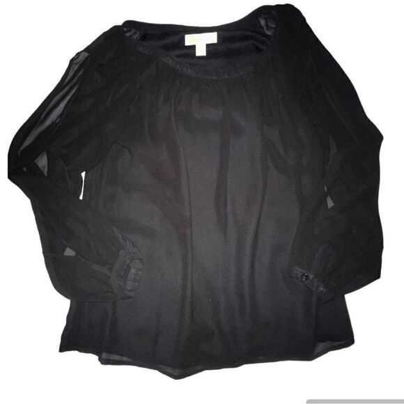 Michael Kors Sheer Arm Black Top - Picture 1 of 2